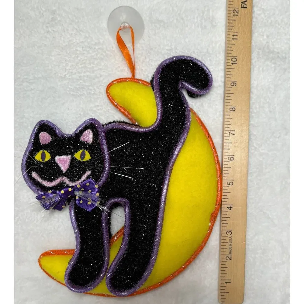 Avon Halloween Glowing Fiber Optic‎ Color Changing Cat on Moon Vintage 2004
